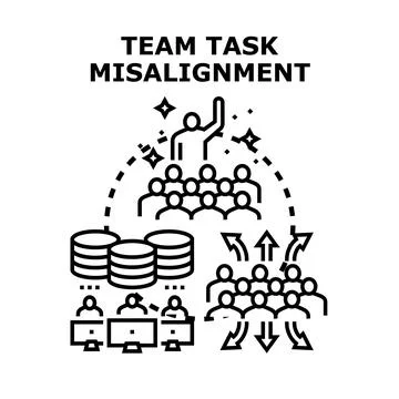 Team task misalignment creating business workflow problems Stockillustratie