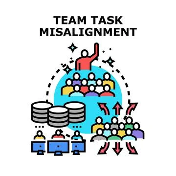 Team task misalignment creating business workflow problems Stock Illustration