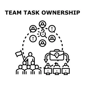 Team task ownership assigning responsibility and collaborating Stock Illustration