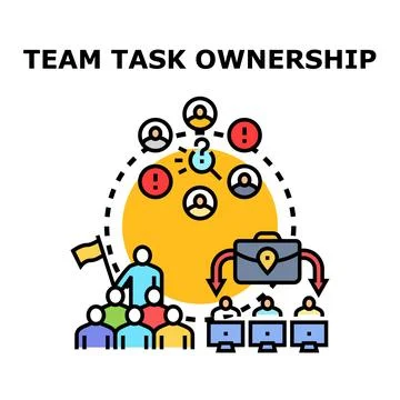 Team task ownership assigning responsibility and collaborating Stock Illustration