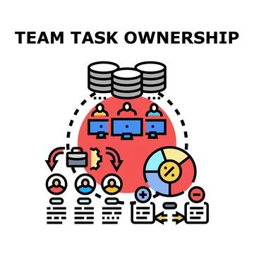 Team task ownership concept with digital collaboration and project management Stock Illustration