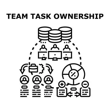 Team task ownership concept with digital collaboration and project management Stock Illustration