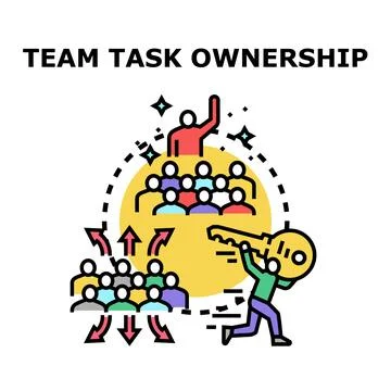 Team task ownership creating business growth strategy Stock Illustration