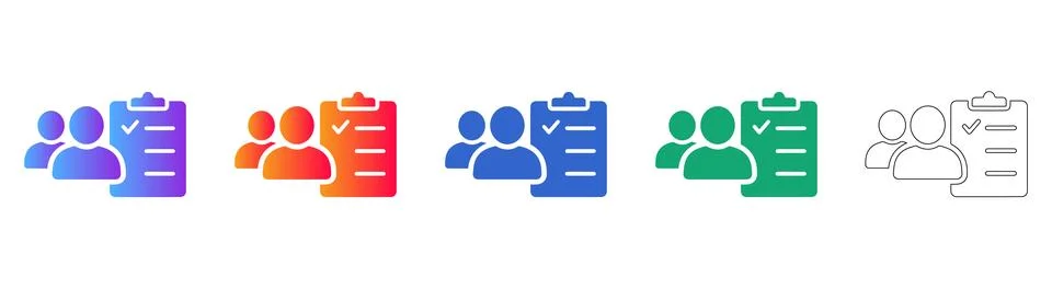 Team Task Verification Icon Set Stock Illustration