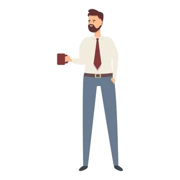 Team tea time icon cartoon vector. Commercial manager 스톡 일러스트