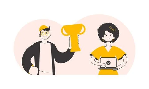 Team of teachers. Online learning concept. Trendy linear style. Vector. イラスト素材