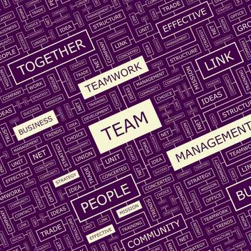 TEAM TEAM. Word cloud concept illustration. Wordcloud collage. Copyright: ... Stock Photos