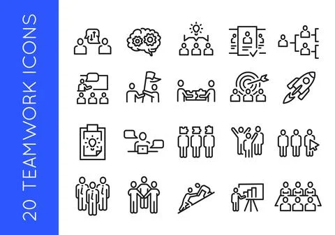 Team, teamwork icons Illustrazione stock
