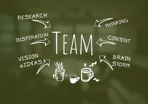Team text with drawings graphics Stock Illustration
