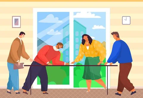 Team thinking and brainstorming. Analytics of company information. Colleagues at Stock Illustration