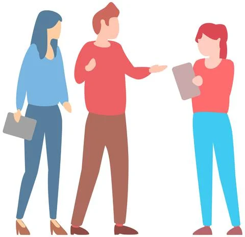 Team thinking and brainstorming. Analytics of company information. Colleagues at Stock Illustration