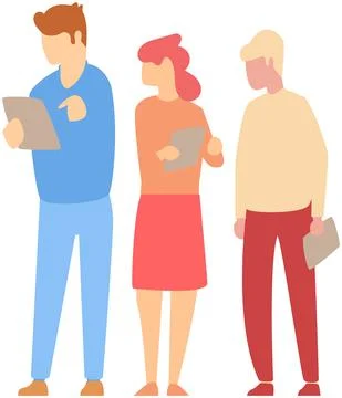 Team thinking and brainstorming. Analytics of company information. Colleagues at Stock Illustration