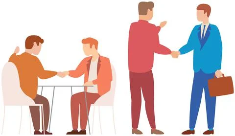 Team thinking and brainstorming. Analytics of company information. Colleagues at Stock Illustration