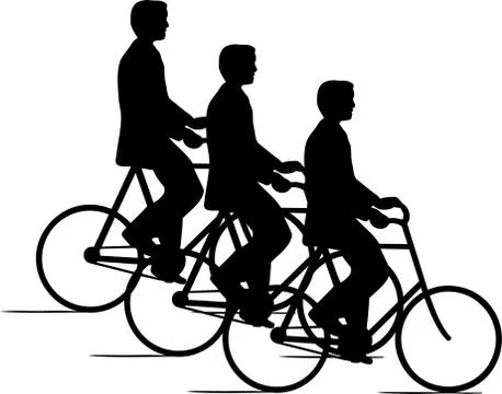 TEAM OF THREE CIRCULATING CYCLISTS Stockillustratie