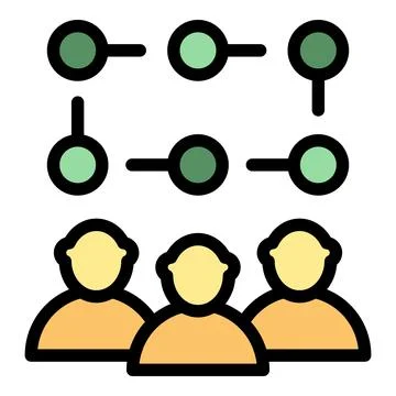 Team of three people connecting with each other using network Stock Illustration