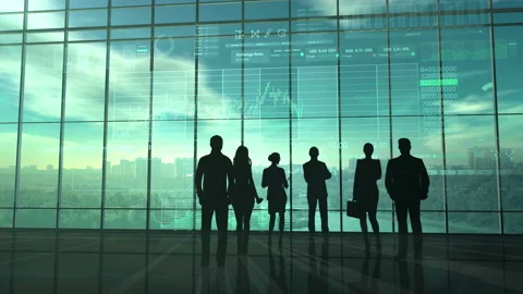 A team of traders is exploring infographics Stock Footage 96392994