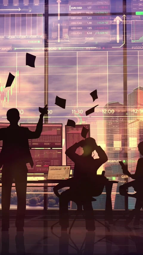 A team of traders at the moment of incredible success Stock Footage 247373576