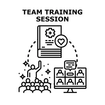 Team training session delivering knowledge and online education Stock Illustration