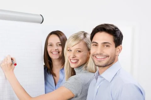Team training using a flip chart Stock Photos