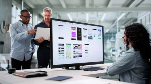 Team Of UI Designers Doing Mobile App UX Stock Footage 312467085