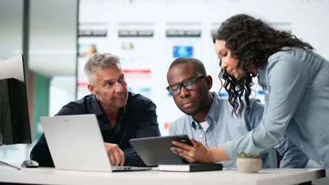 Team Of UI Designers Doing Mobile App UX Stock Footage 313355321