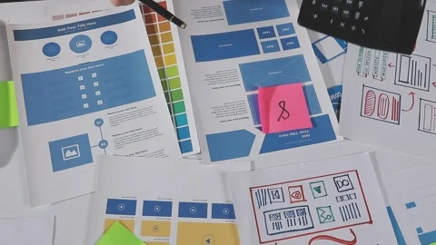Team of UI UX web designer are working together to develop mobile responsiv.. Stock Footage 313584514