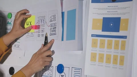 Team of UI UX web designer are working together to develop mobile responsiv.. Stock Footage 313584650