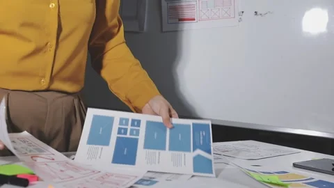 Team of UI UX web designer are working together to develop mobile responsiv.. Stock Footage 313584748