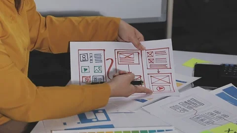 Team of UI UX web designer are working together to develop mobile responsiv.. Stock Footage 313584850