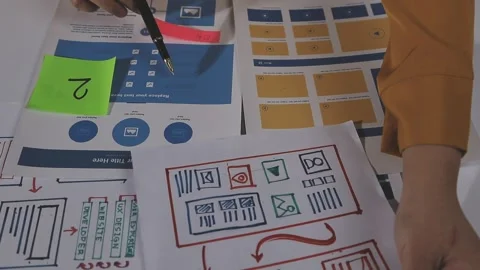 Team of UI UX web designer are working together to develop mobile responsiv.. Stock Footage 313584995