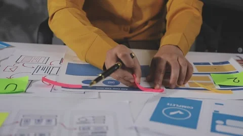 Team of UI UX web designer are working together to develop mobile responsiv.. Stock Footage 313585255