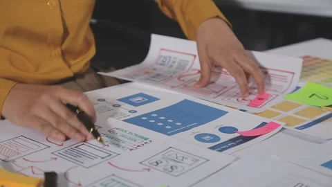 Team of UI UX web designer are working together to develop mobile responsiv.. Stock Footage 313585370