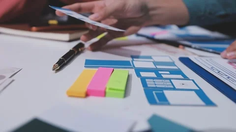 Team of UI UX web designer are working together to develop mobile responsiv.. 動画素材 326302907