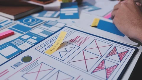 Team of UI UX web designer are working together to develop mobile responsiv.. Stock Footage 326303159