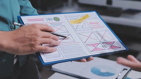 Team of UI UX web designer are working together to develop mobile responsiv.. Stock Footage 326303499