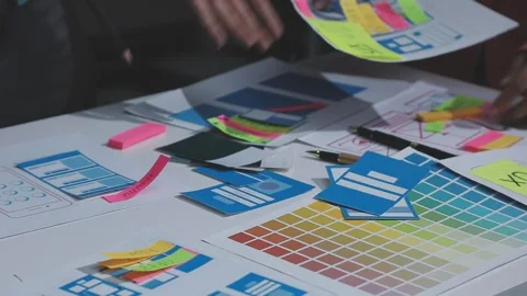 Team of UI UX web designer are working together to develop mobile responsiv.. Stock Footage 328847818