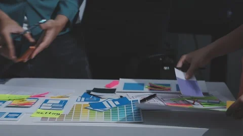 Team of UI UX web designer are working together to develop mobile responsiv.. Stock Footage 328847839