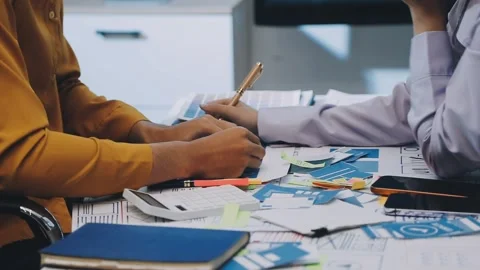 Team of UI UX web designer are working together to develop mobile responsiv.. Stock Footage 330333812