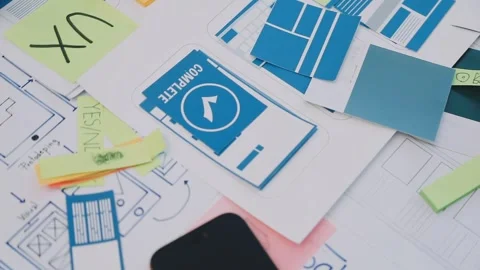 Team of UI UX web designer are working together to develop mobile responsiv.. Stock Footage 330333814