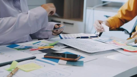 Team of UI UX web designer are working together to develop mobile responsiv.. Stock Footage 330333921