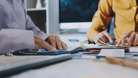 Team of UI UX web designer are working together to develop mobile responsiv.. Stock Footage 330333943