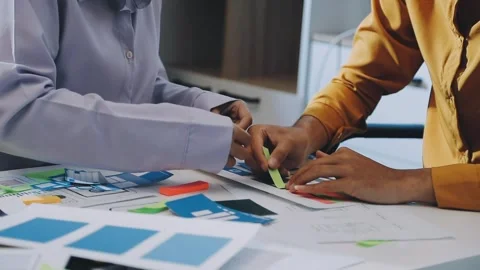 Team of UI UX web designer are working together to develop mobile responsiv.. Stock Footage 330333959