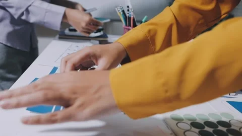 Team of UI UX web designer are working together to develop mobile responsiv.. Stock Footage 336485810