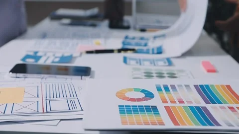 Team of UI UX web designer are working together to develop mobile responsiv.. Stock Footage 336485844