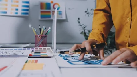 Team of UI UX web designer are working together to develop mobile responsiv.. Stock Footage 336485876