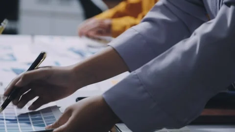 Team of UI UX web designer are working together to develop mobile responsiv.. Stock Footage 336485918