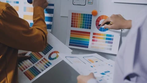 Team of UI UX web designer are working together to develop mobile responsiv.. Stock Footage 336485930
