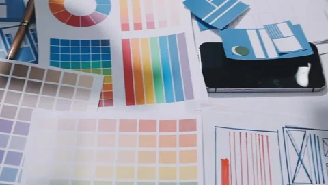Team of UI UX web designer are working together to develop mobile responsiv.. Stock Footage 336485953