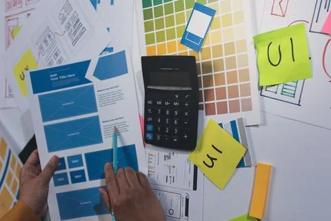 Team of UI UX web designer are working together to develop mobile responsiv.. Stock Photos