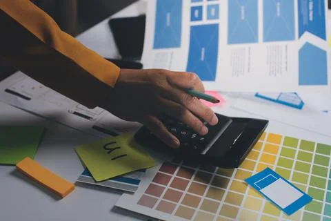 Team of UI UX web designer are working together to develop mobile responsiv.. Stock Photos